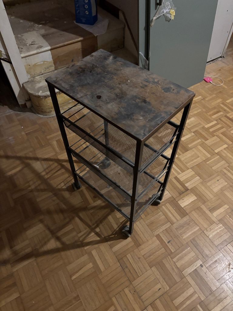 Industrial Style Metal Shelving Unit on Wheels