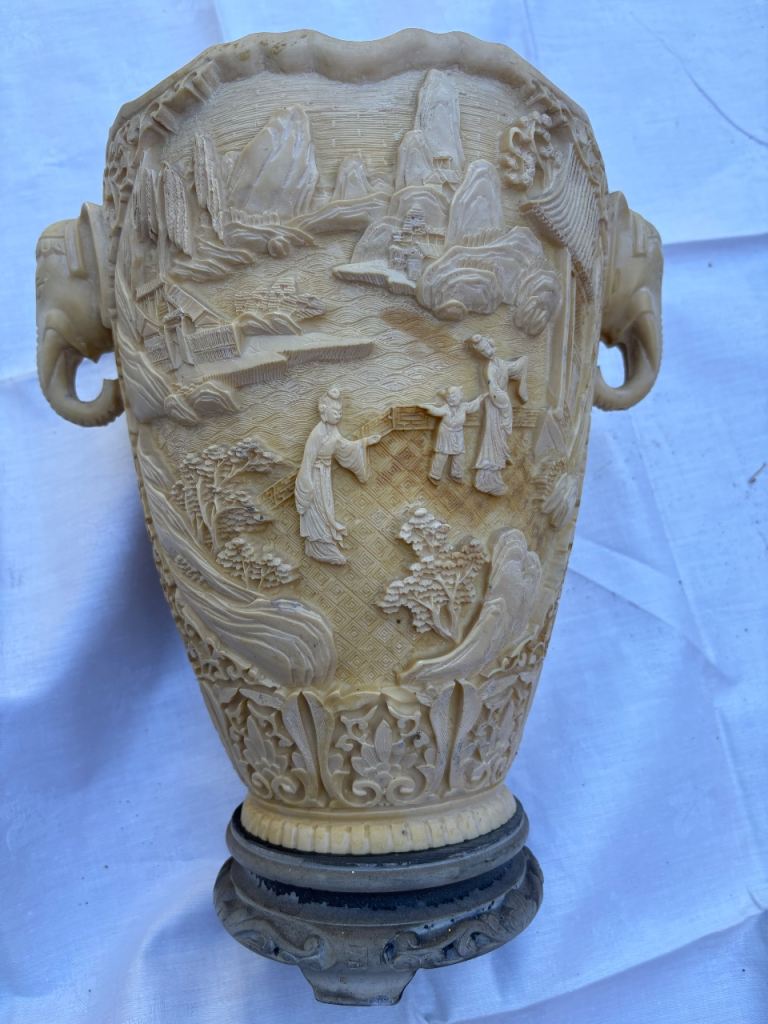 Chinese vase resin carved elephant handles 