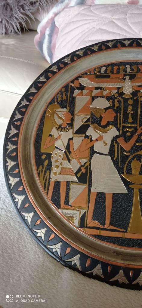  RARE VINTAGE TRAY VERY LARGE (40CM) DIAMATER ASIAN ARCHITECTURAL EGYP