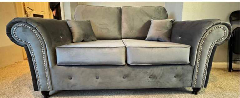 image for Oakland 2 seater sofa grey plush 