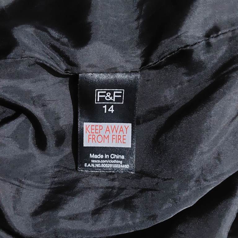 Black Quilted Trench Coat With Belt And Double Breasted Button Closure Size 14