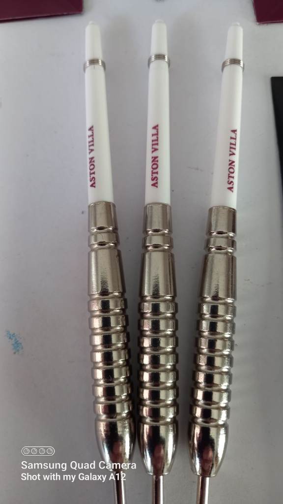 Aston Villa Fc Darts Set 21gram Branded Stems & Flights , Set Of Dart The Villains Football AVFC