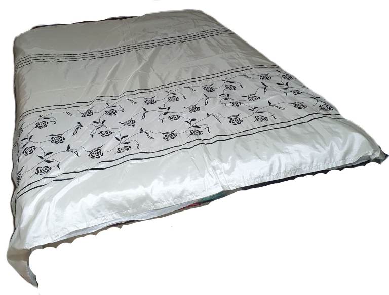 House & Home Champagne Satin Black Floral Print Double Duvet Set Cover Cotton