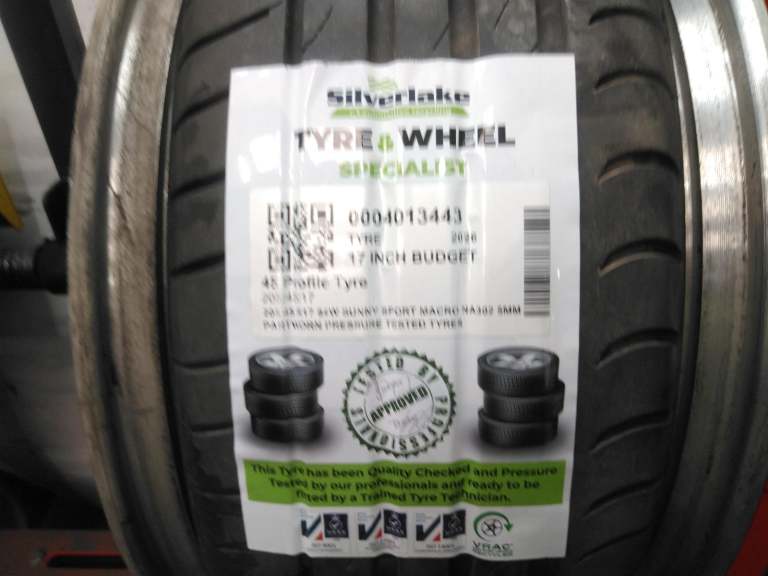205 45 R17 84w Sunny Sport Macro Na302 5mm Partworn Pressure Tested Tyres