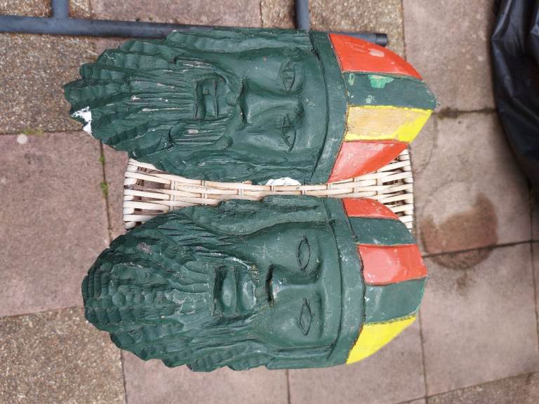 Vintage pair of wooden masks