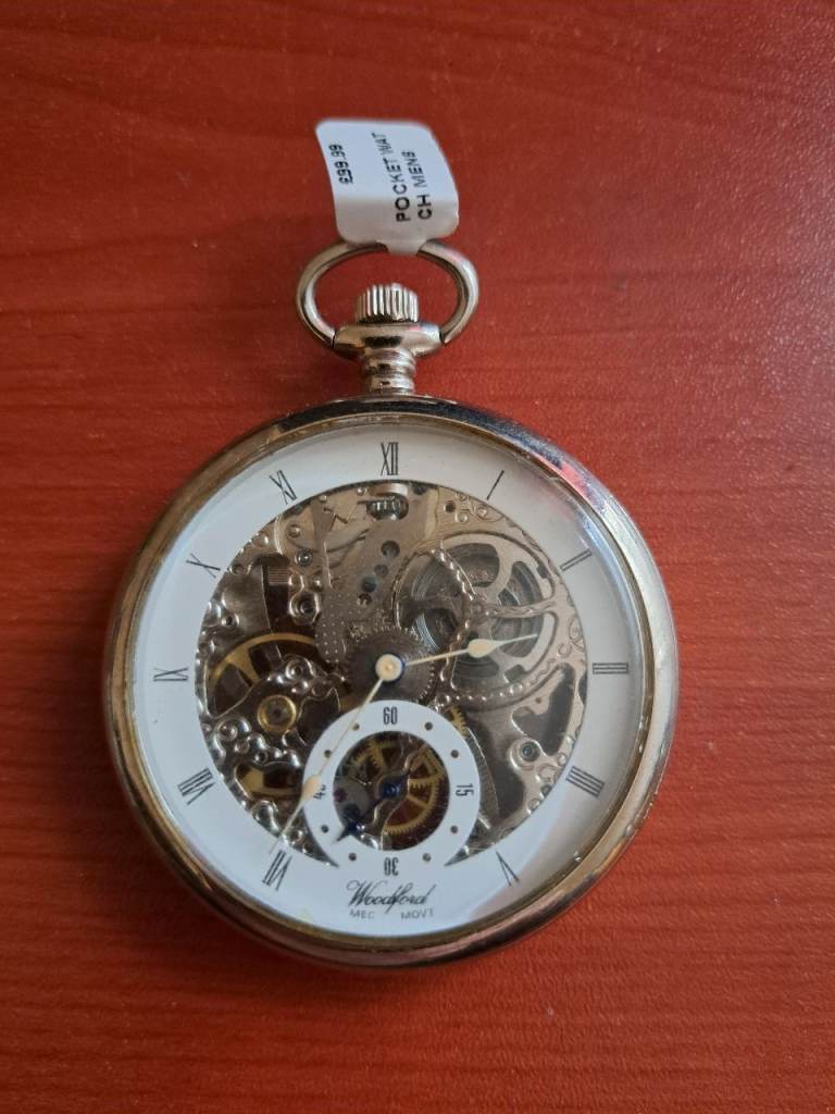 Pocket Watch - Mechanical Skeleton Chrome Pocket Watch