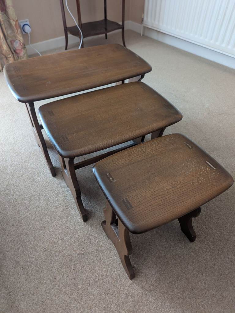 Ercol chantry set of elm nesting tables