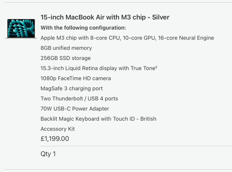 MACBOOK AIR 15 INCH 1.5 years old 