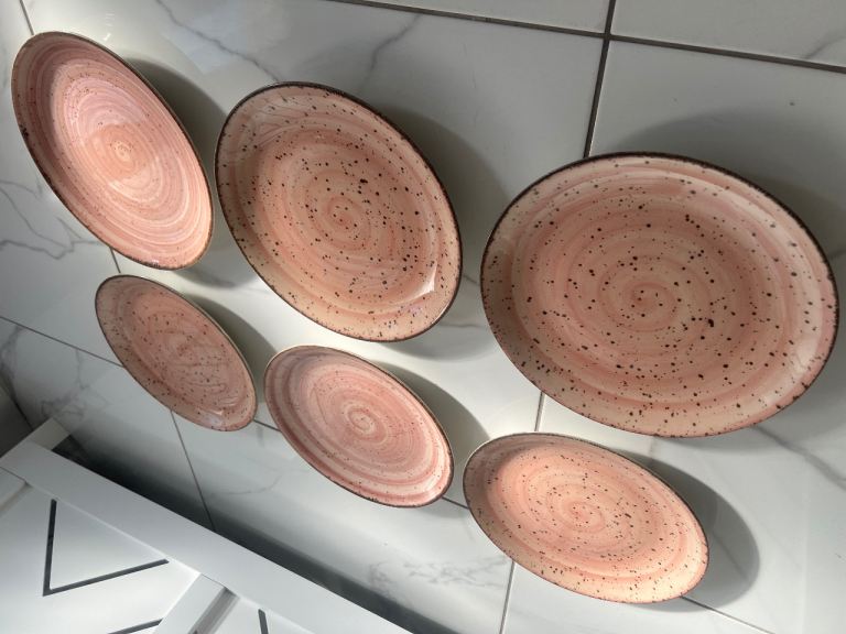 X6 Pink plates Corendon by Kutahya Porselen large size 11” home cafe restaurant deisgn  