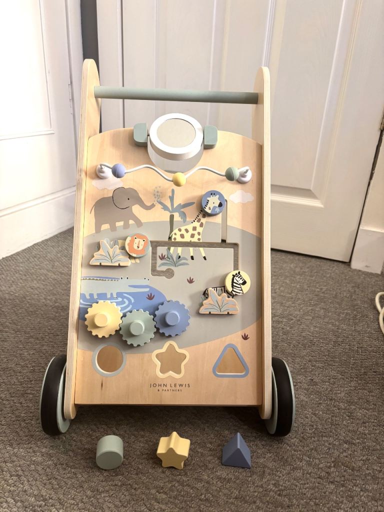 John Lewis Wooden Baby Activity Walker – Safari Animals – Excellent Condition