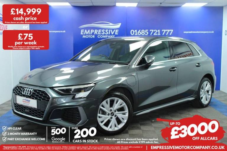 2021 21 AUDI A3 1.4 TFSIE 40 S LINE SPORTBACK 5DR PETROL PLUG-IN HYBRID S TRONIC