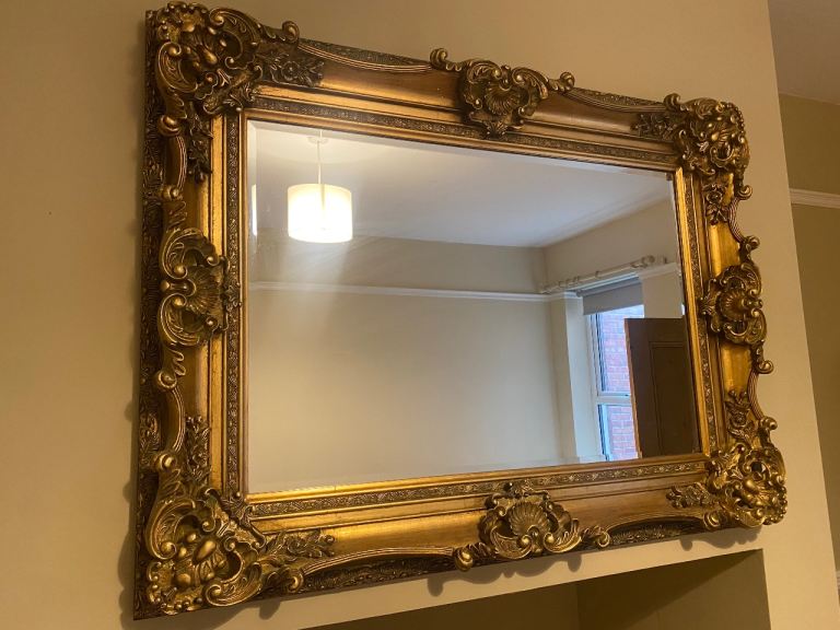 Large Ornate Gold Wall Mirror – Good Condition