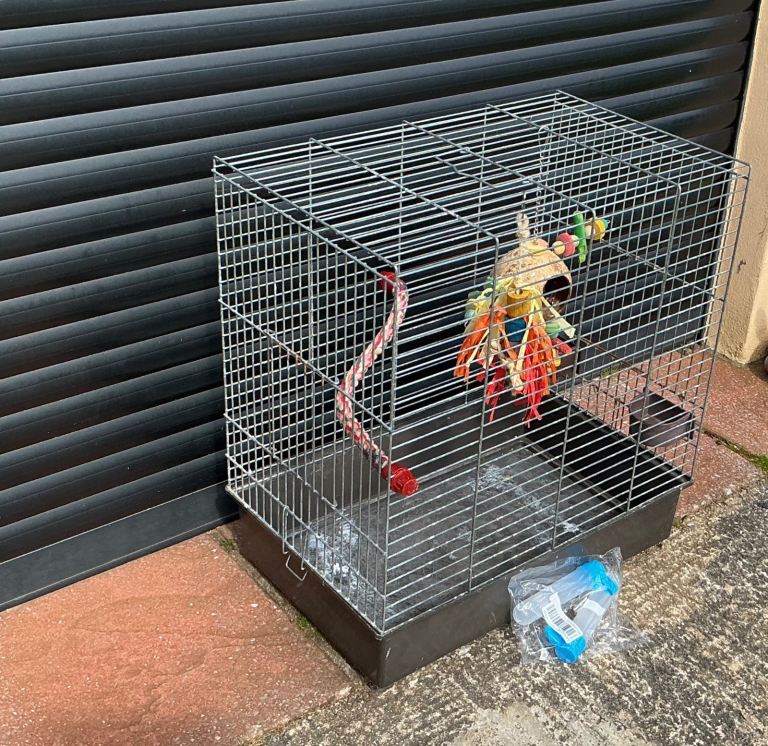 Bird cage, sturdy strong metal, 2 big doors. 2 NEW water/food feeders