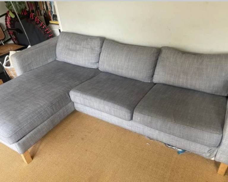 IKEA SALTSJÖBADEN 3 SEAT SOFA WITH CHAISE LONGUE, IN TONERUD GREY