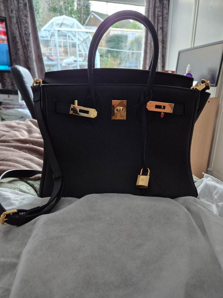 image for Black leather handbag 