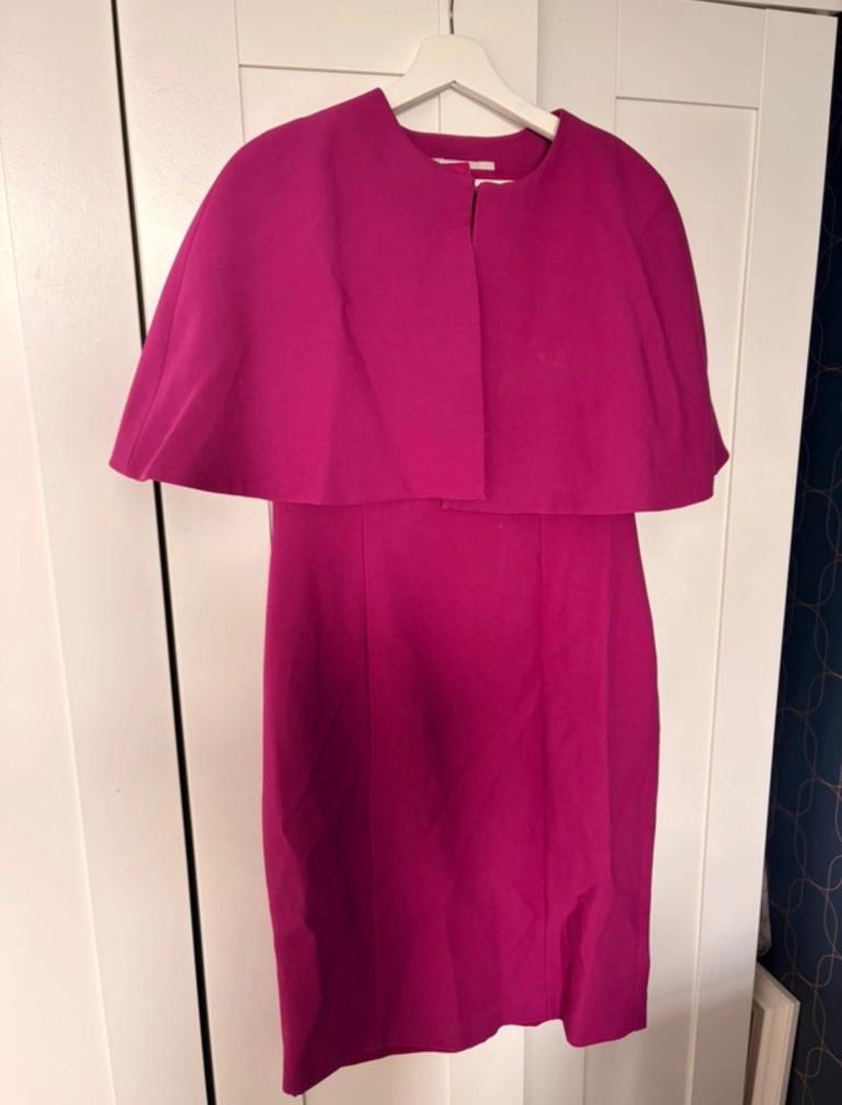 Hobbs London Pink Dress and cape, UK Size 14 – Excellent Condition