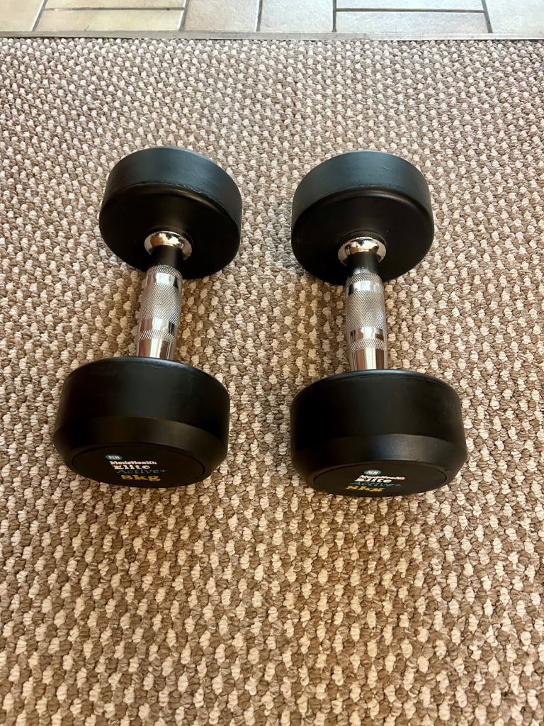 SOLD: Pair of 8kg dumbbells, as new condition