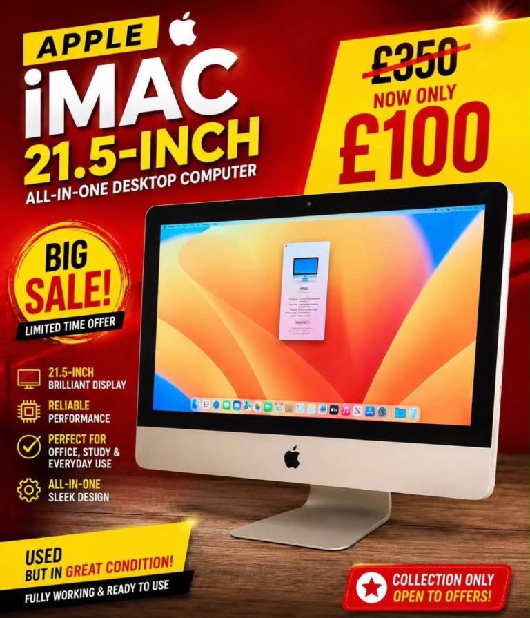 Apple iMac 21.5-inch Desktop Computer – Excellent Condition
