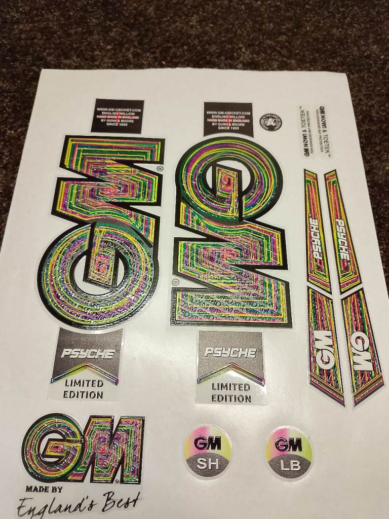 New Multicoloured 2026 GM Cricket Bat Decal Set