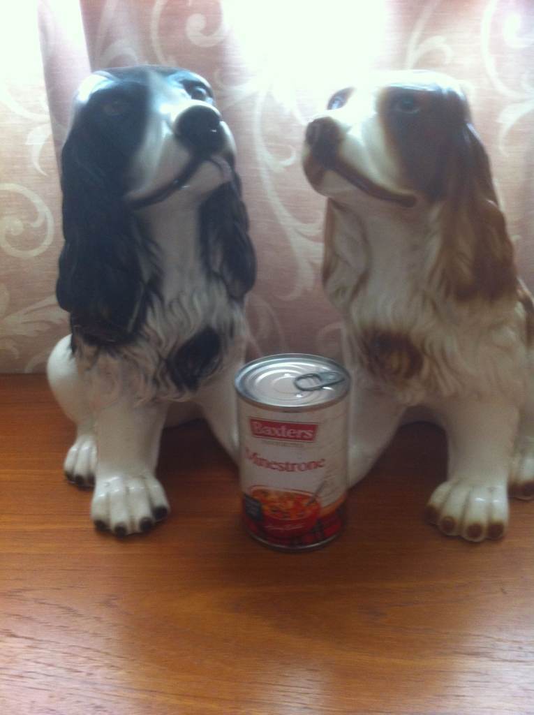 Pair of Vintage Chalk Spaniels. 11.5" high
