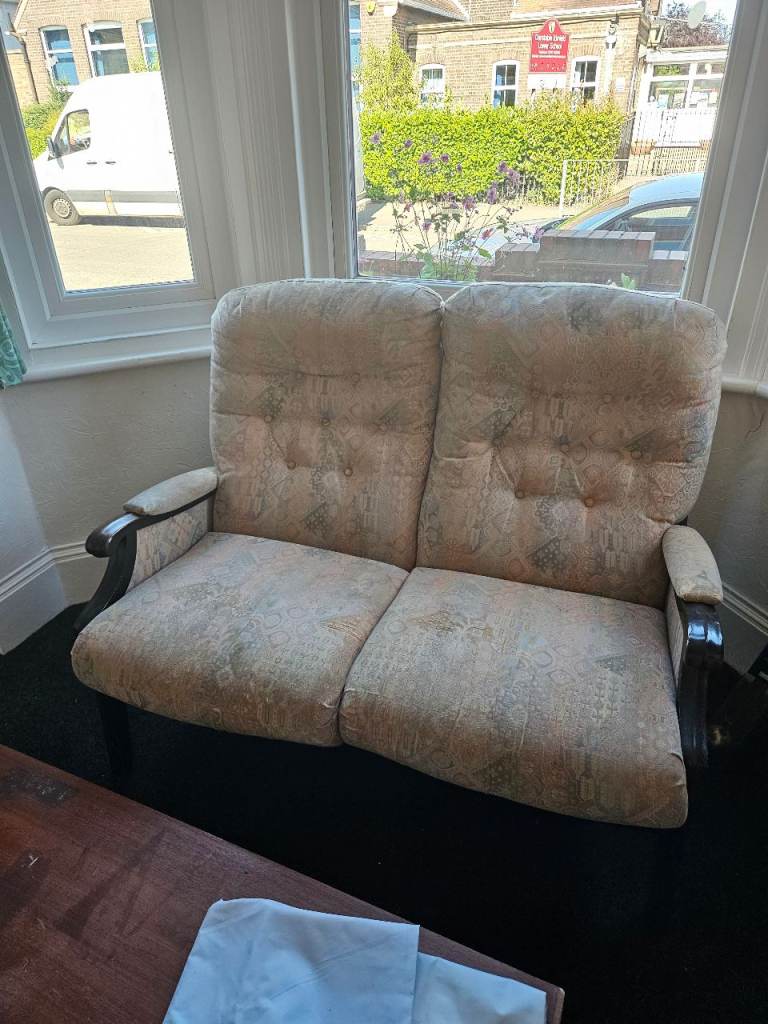 Vintage 2 seater sofa and armchair