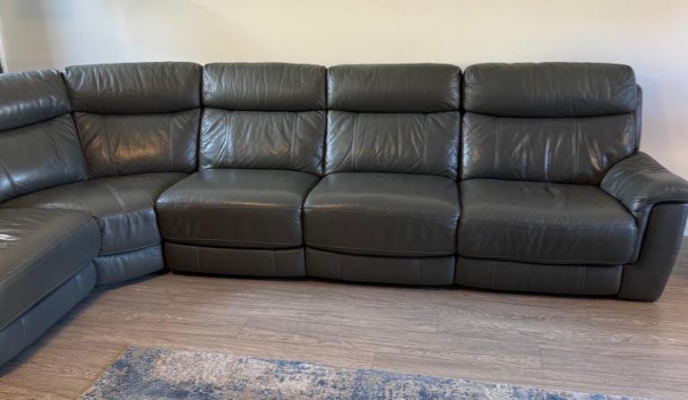 DFS leather electric recliner corner sofa, 5 seater, Like New! Only 14 months old. Smoke & Pet free