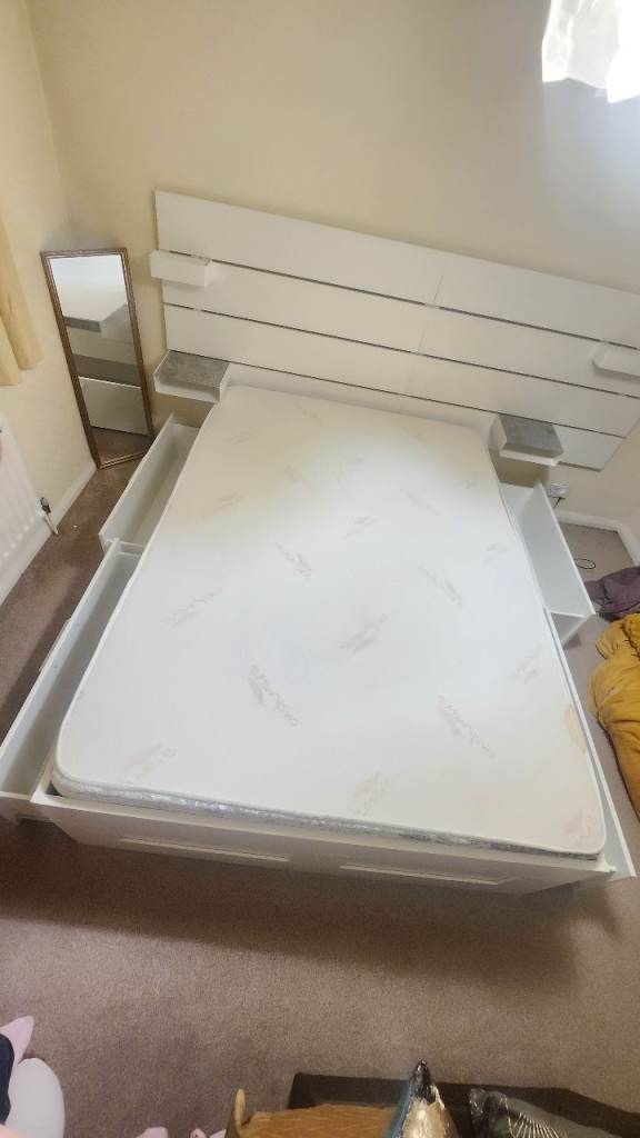IKEA BED FRAME WITH 4 LARGE DRAWERS, MATTRESS,