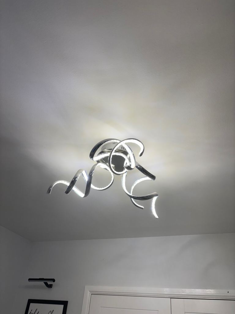 Modern Chrome LED Ceiling Light – Good Condition