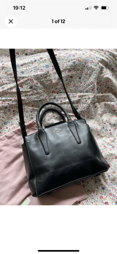image for Radley London Black Leather Bag With Removable Shoulder Strap + Dust Bag