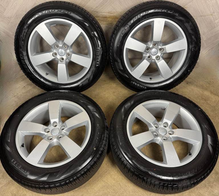 20'' GENUINE LAND ROVER DEFENDER 5 SPOKE SILVER 5098 ALLOY WHEELS TYRES ALLOYS L8B2-1007-GB
