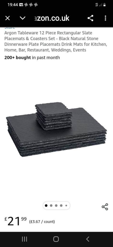 Grey slate plate and coaster set 