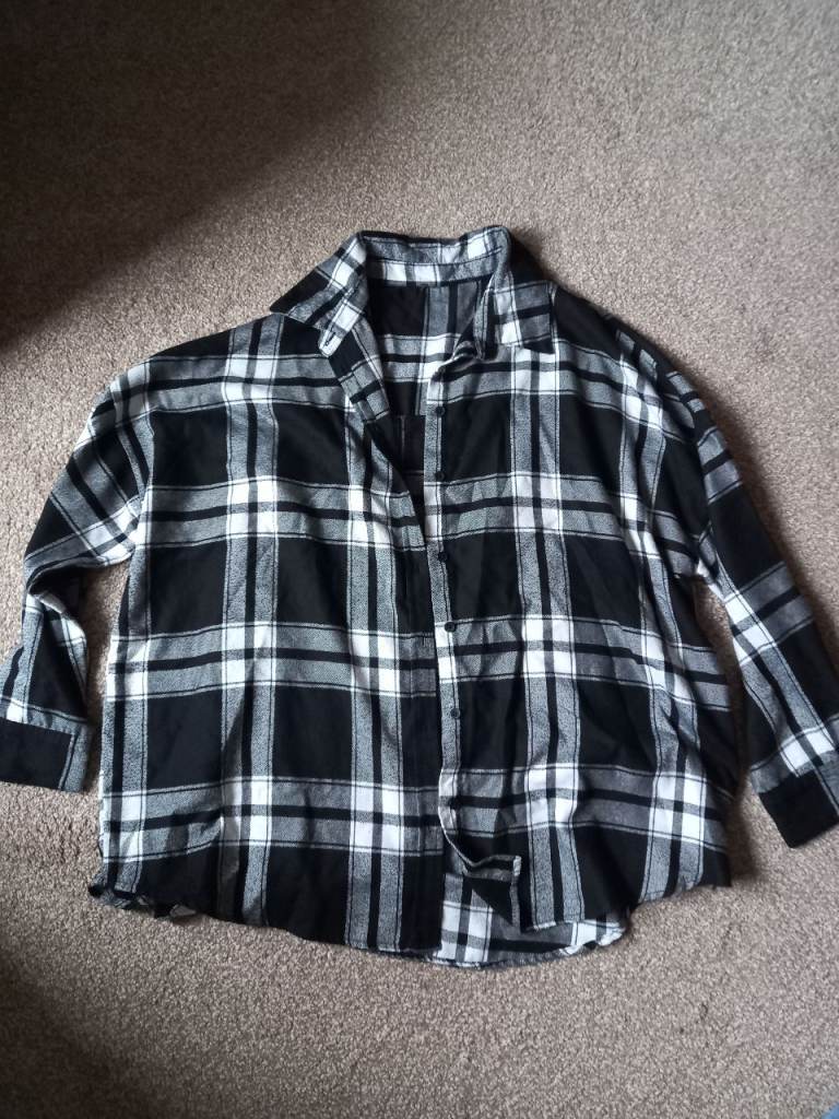 Primark Black and White Plaid Shirt – Size 16, Good Condition