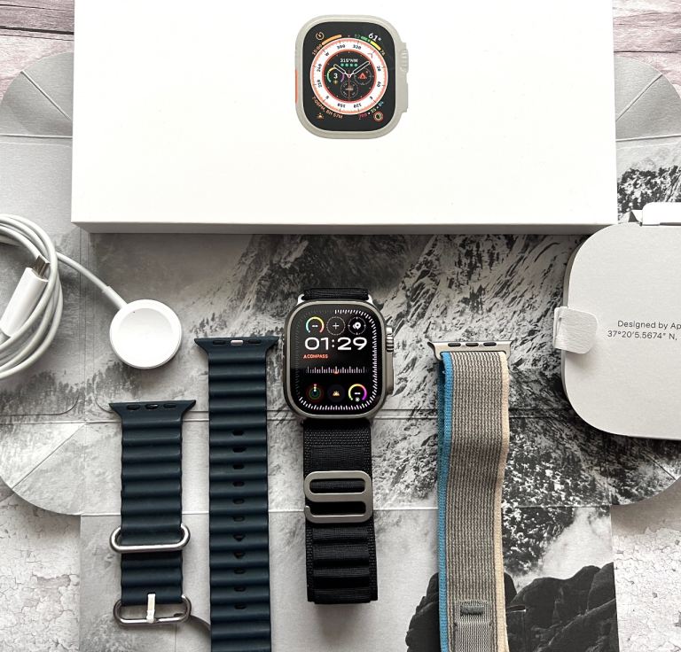 Apple Watch Ultra 49mm | Cellular + GPS | Titanium Case | with 3 Straps & Charger | in Original Box