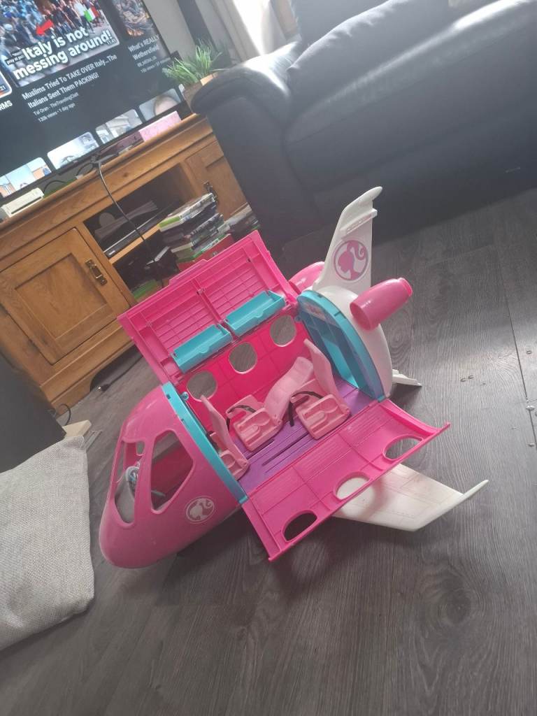 barbie plane with shopkins and toys