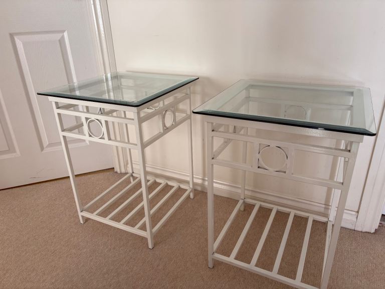 Bedside tables x2. Wrought iron. 