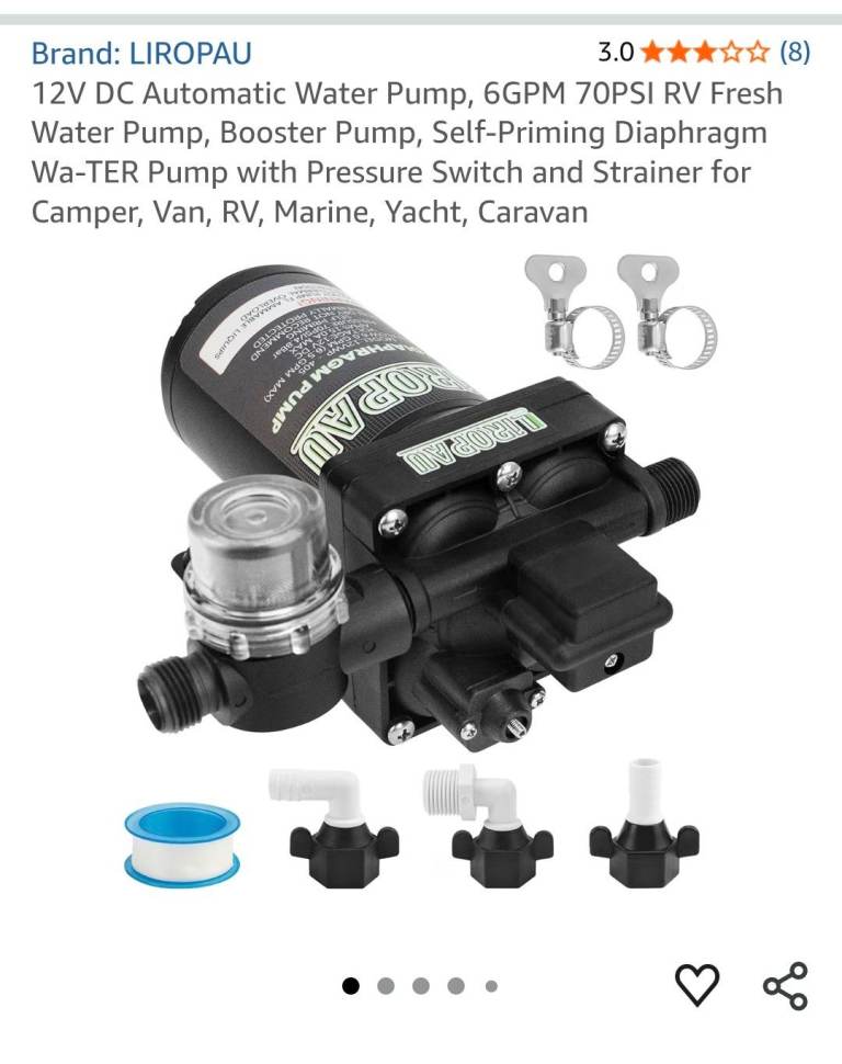 LIROPAU 12v DC automatic water pump caravan motorhome 