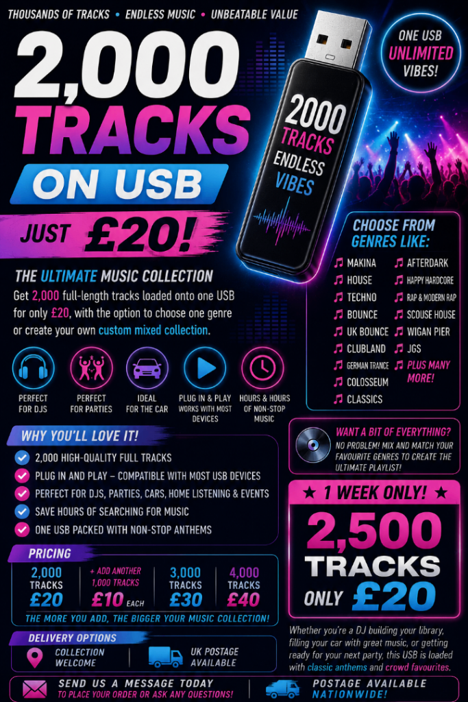 2000+ Music Tracks on USB – New, Various Genres