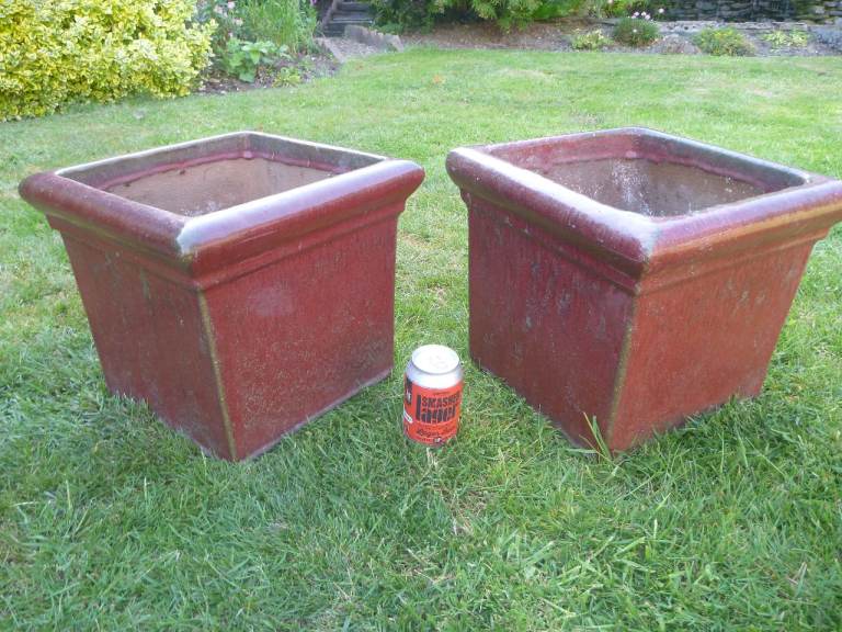 Pair of Large Frost Proof Square Garden Pots
