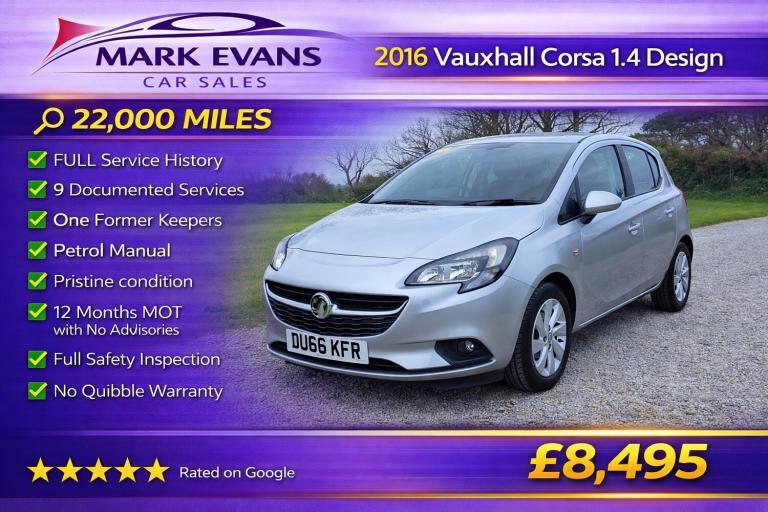 2016 Vauxhall Corsa 1.4 Design 5dr HATCHBACK Petrol Manual