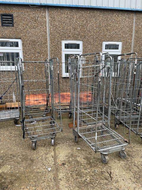 30 x Second-Hand Warehouse Roll Cage Trolleys / Metal Cage Trolleys – Good Condition