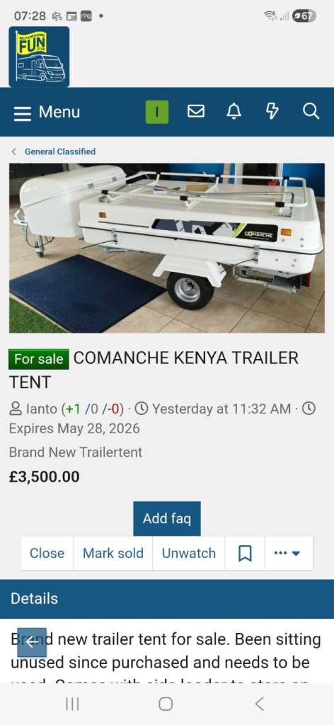 Trailer Tent. Comanche Kenya. (New)