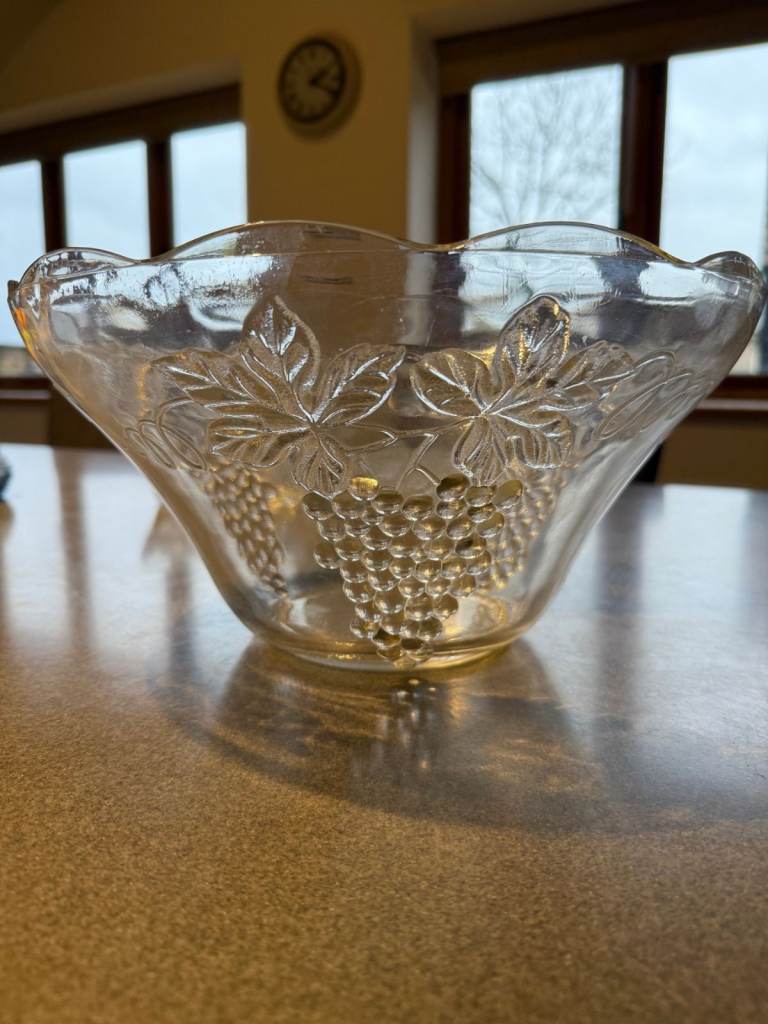 Ornate glass punch bowl