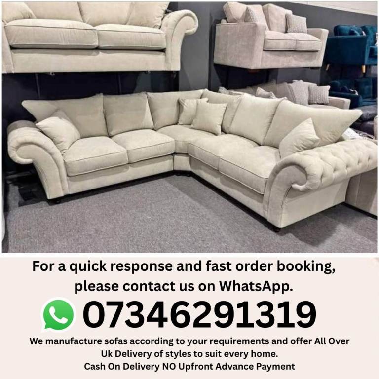 New Corner Sofa Sectional Couch – Beige Fabric