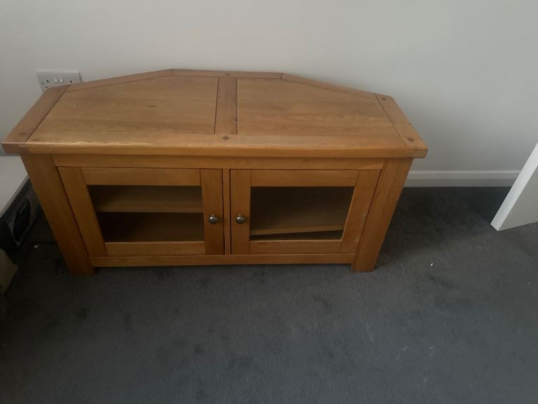 Solid Wood Corner TV Unit – Good Condition