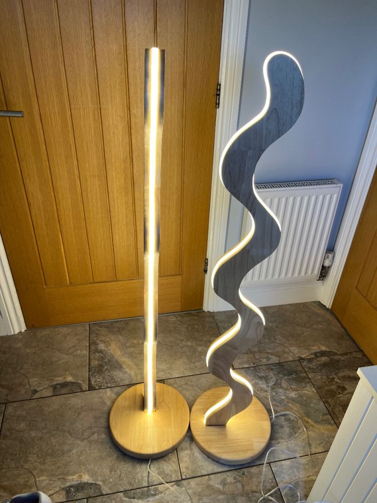 Tall beech wood ornate LED lamps
