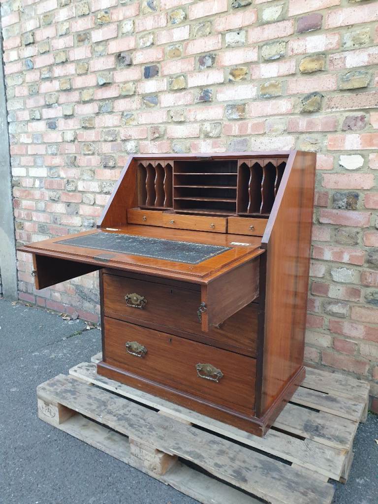Antique Georgian Style Bureau Writing Desk Secretary Chest Of Drawers home office desk