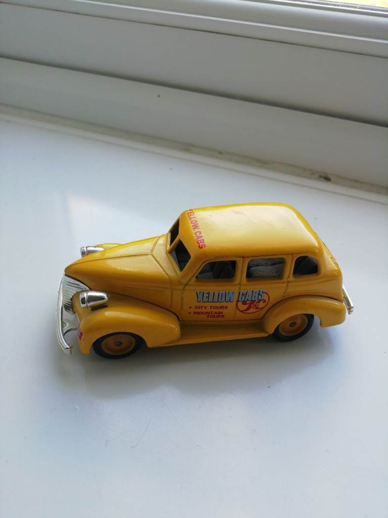 Vintage Yellow Taxi Toy Car – Good Condition