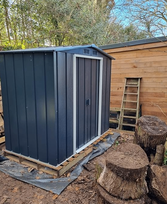 Large Walk-In 8x6 Feet Metal Garden Shed for Outdoor Home Storage