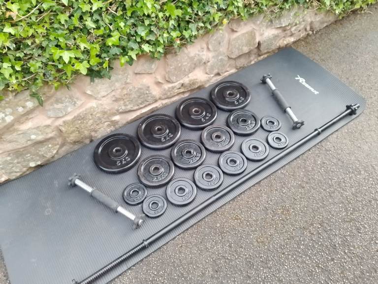 37KG Steel 1 Inch Weight Plates, Dumbbells and 5FT Barbell