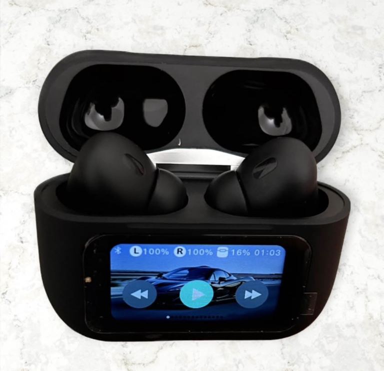 Wireless Bluetooth earbuds with noise cancellation and touch screen features 